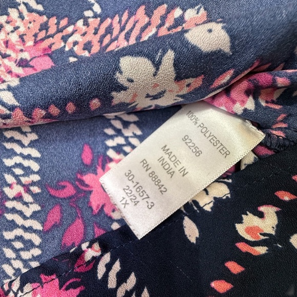 Woman Within Floral Plaid Short Sleeve Tunic Top - Picture 9 of 10